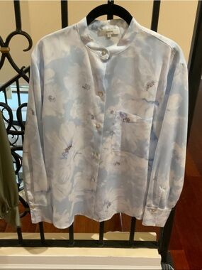 Vince Pale Blue Floral Button-Down Shirt